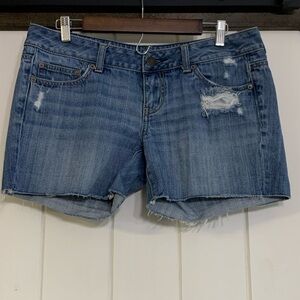 American Eagle Outfitters Blue Distressed Jean Shorts